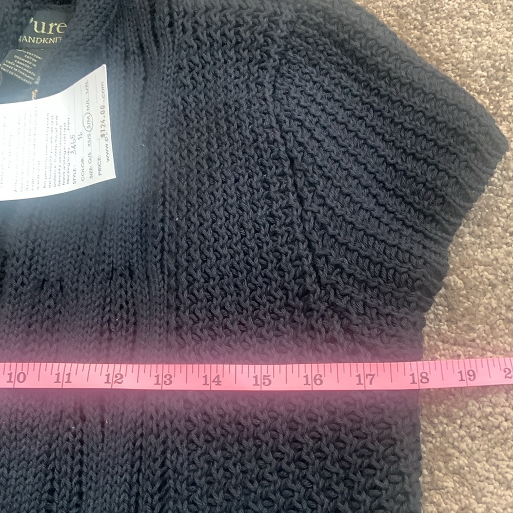 NWT “Pure Handknit” Brand Black Knit Open-Front Shawl Cardigan - Picture 15 of 17